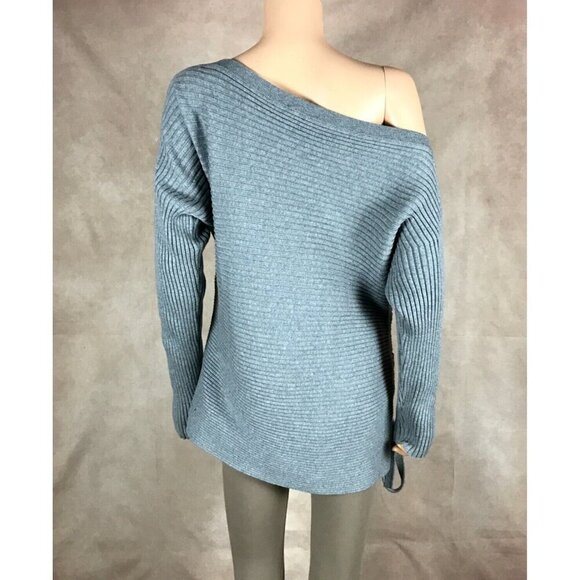 Designers Remix One-Shoulder Gray Ribbed Sweater Size Small - Picture 5 of 6